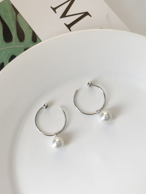 Boomer Cat Sterling silver minimalist ring synthetic pearl earrings 0