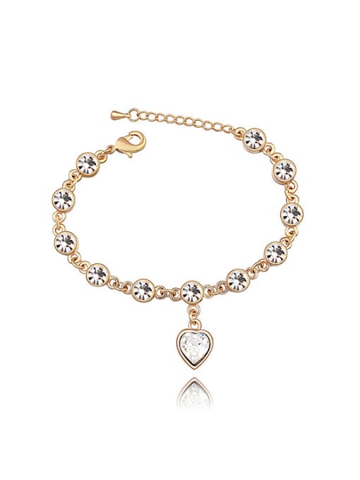 QIANZI Fashion Cubic austrian Crystals Heart Alloy Bracelet