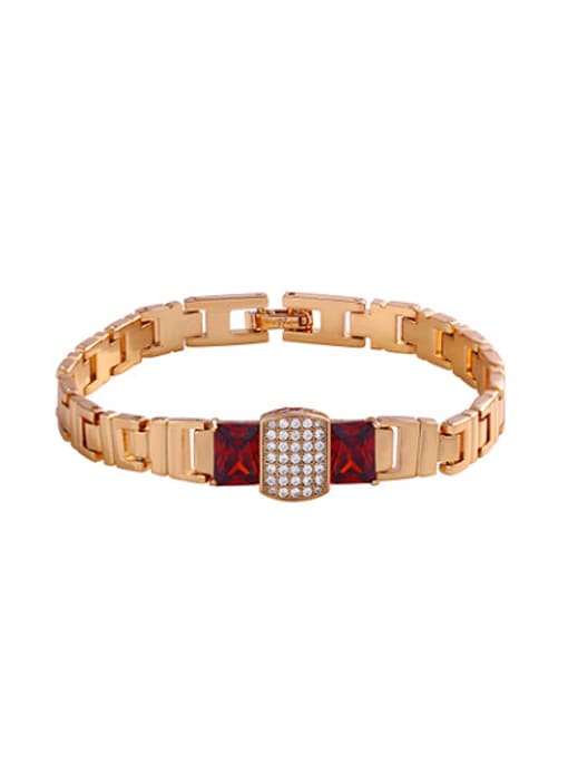 red Copper Alloy 18K Gold Plated Europe and America Fashion style Zircon Bracelet
