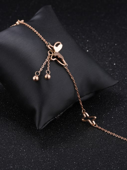 Open Sky Elegant Butterfly Rhinestones Rose Gold Plated Anklet 2