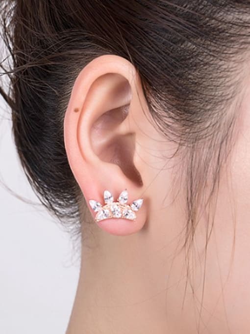EVITA PERONI Creative Crown Zircon stud Earring 1