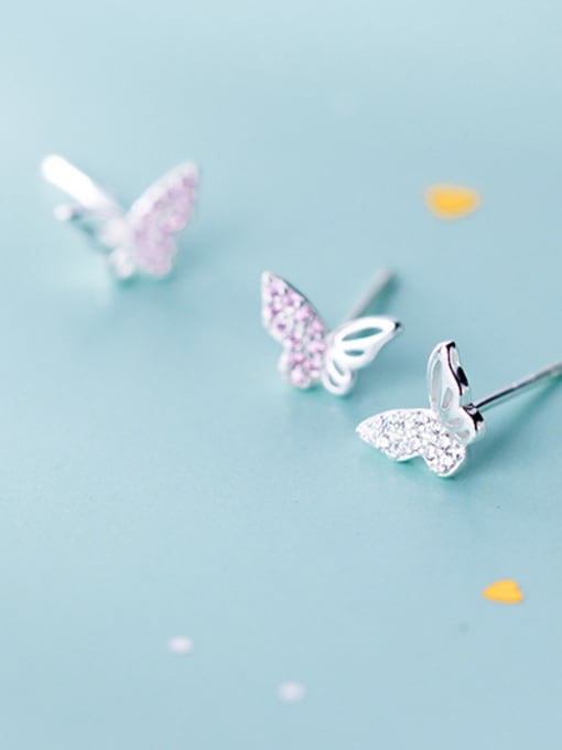 Rosh 925 Sterling Silver With Cubic Zirconia  Cute Butterfly Stud Earrings