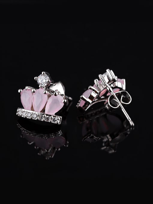 Open Sky Fashion Glass Stones Crown Stud Earrings 2