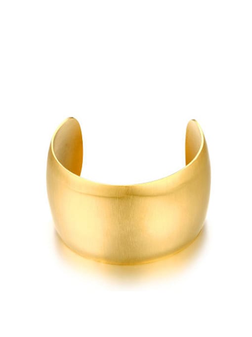 CONG Women Luxury Gold Plated Open Design Titanium Bangle 0