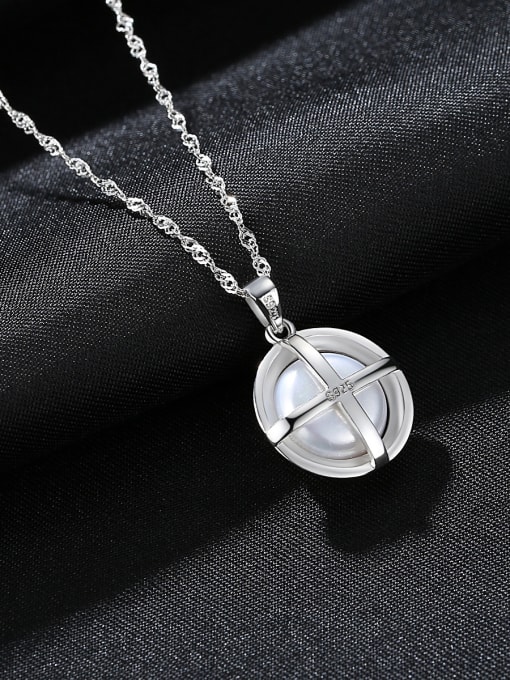 CCUI Pure silver natural pearl  minimalist round design necklace 2