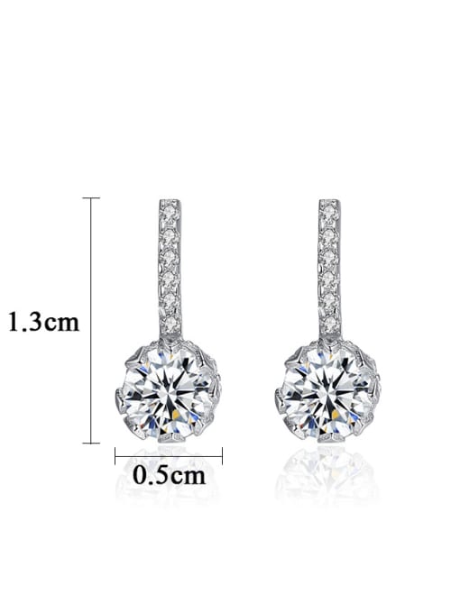 CCUI 925 Sterling Silver With  Cubic Zirconia  Cute Round Stud Earrings 3