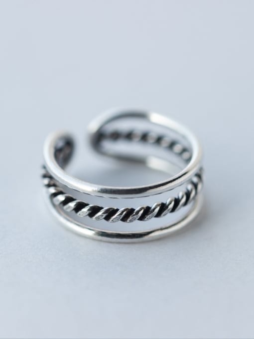 Rosh S925 silver multi twist opening Stacking Ring