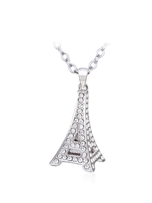 OUXI Fashion Eiffel Tower Rhinestones Necklace 0