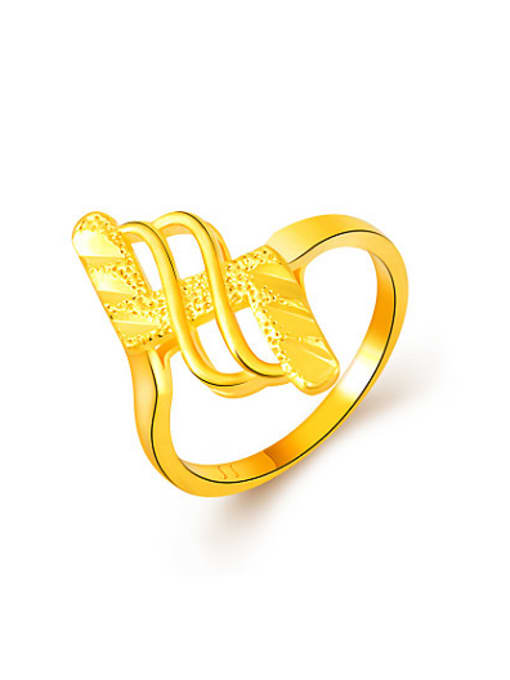 Yi Heng Da Exquisite 24K Gold Plated Twist Design Copper Ring 0