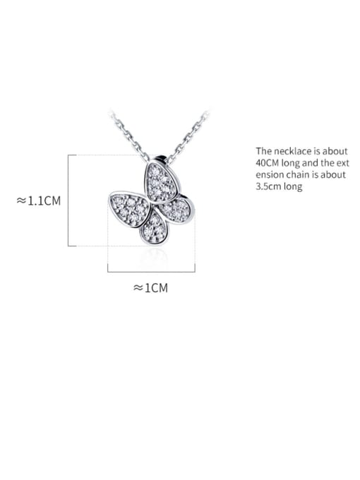 Rosh 925 Sterling Silver With Platinum Plated Simplistic Butterfly Necklaces 4