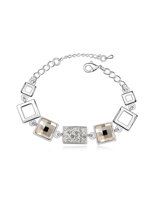 QIANZI Simple Square austrian Crystals Alloy Bracelet 2