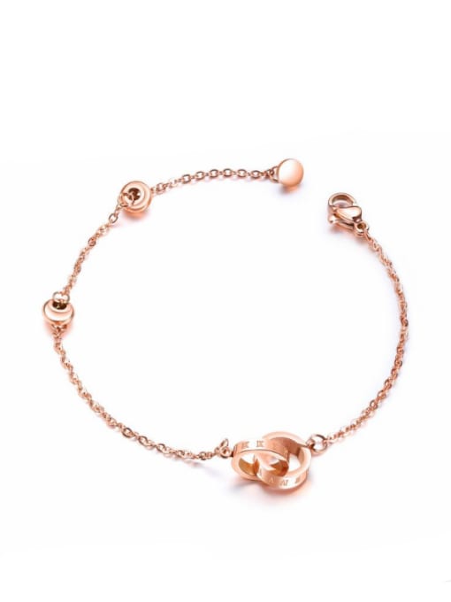Open Sky Stainless Steel With Rose Gold Plated Fashion Round Double ring Bracelets 0