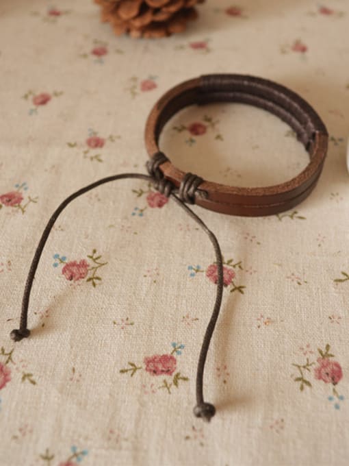 Dandelion Adjustable Length Cownhide Leather Bracelet 1