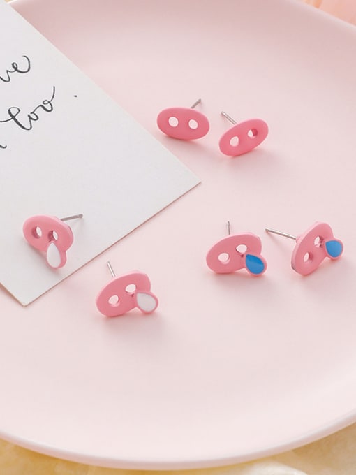 Girlhood Alloy With Rose Gold Plated Cute Pig Nose Stud Earrings 1