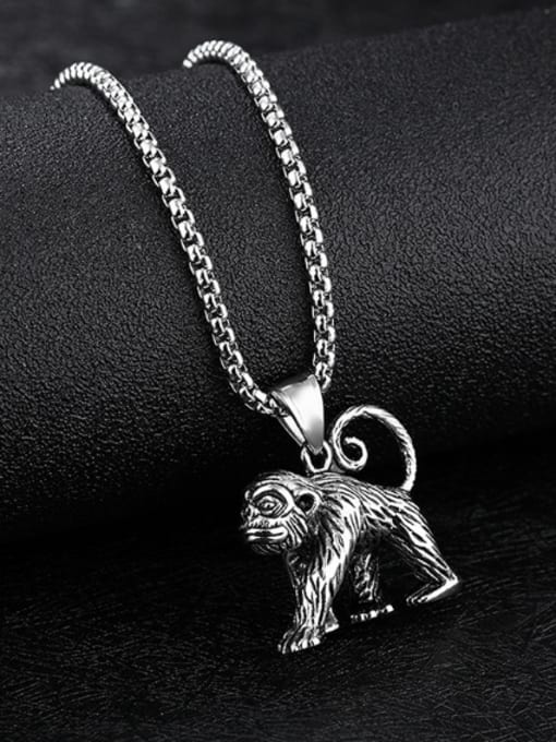 Open Sky Retro style Personalized Walking Baboon Titanium Necklace 2