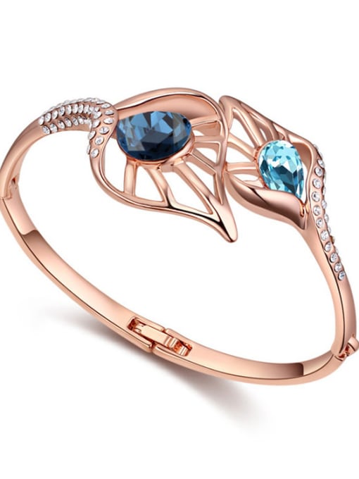 royal blue Fashion Rose Gold Plated austrian Crystals Hollow Alloy Bangle