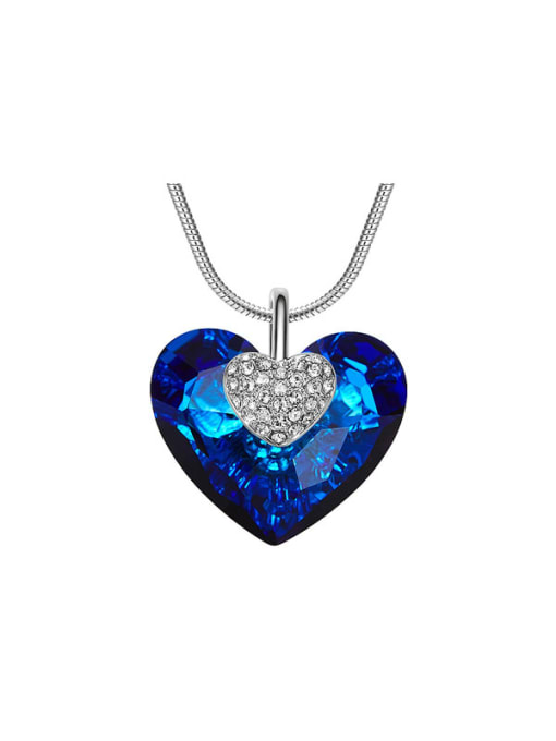 Blue Blue Heart-shaped Crystal Necklace