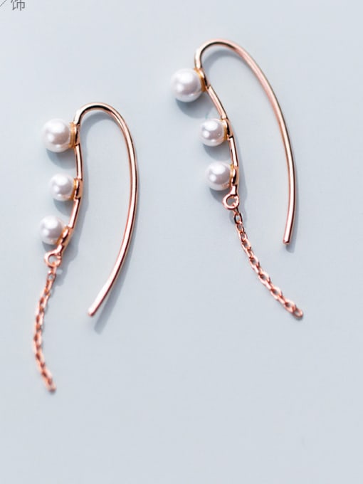 Rosh Sterling silver beaded synthetic pearl tassel earrings 2