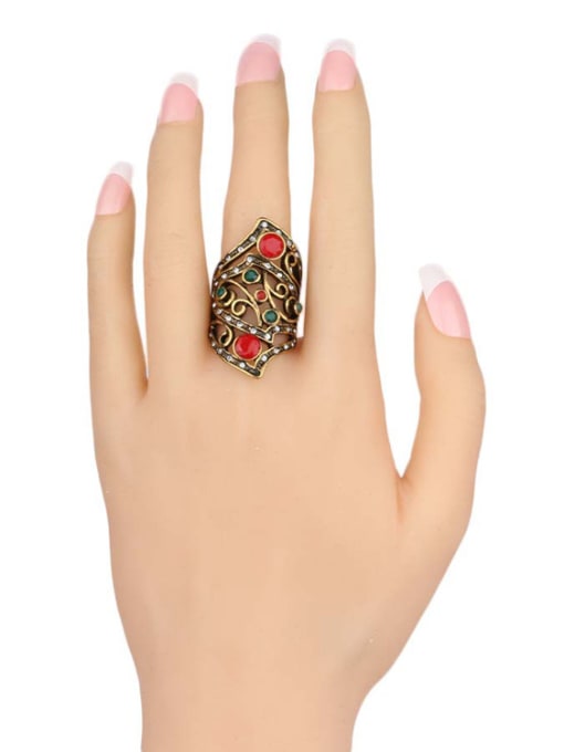 Gujin Retro style Personalized Hollow Resin stones Alloy Ring 1