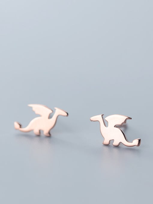 Rosh 925 Sterling Silver With Silver Plated Cute Dragon Stud Earrings 2