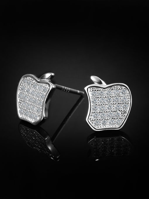 SANTIAGO Tiny Creative Apple Shiny Zirconias 925 Sterling Silver Stud Earrings 3