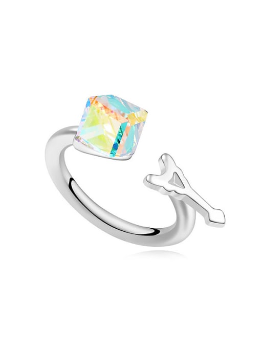QIANZI Personalized Cubic austrian Crystal-accented Opening Alloy Ring 2