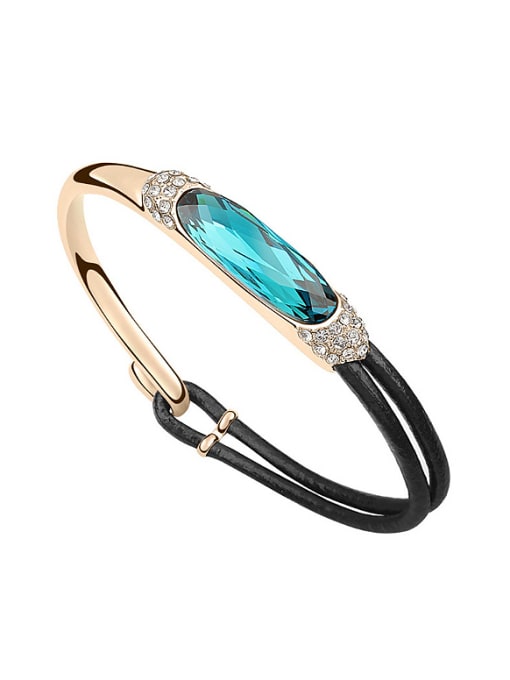 1 Fashion Oval austrian Crystal Alloy Artificial Leather Bracelet