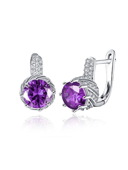 Purple Fashion Zircon Rhinestones Women Earrings