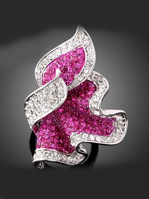 Wei Jia Fashion Exaggerated Rhinestone-covered Leaf Alloy Ring 0