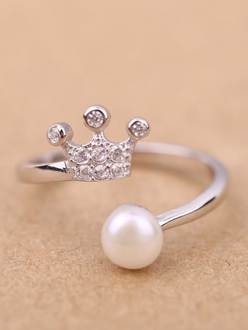 Peng Yuan Freshwater Pearl Crown Opening Ring