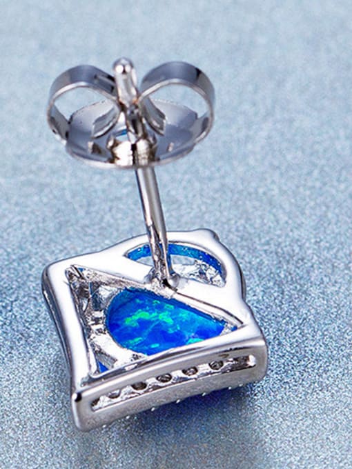 UNIENO Blue Opal Stone Zircon stud Earring 2