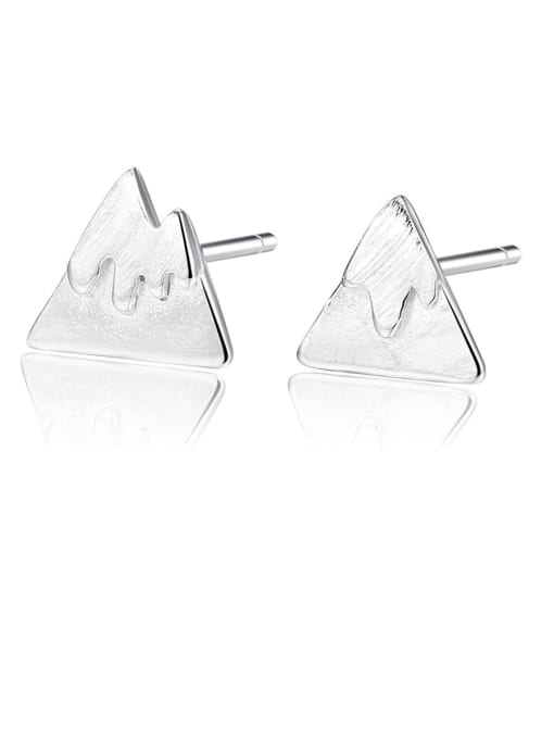 CCUI 925 Sterling Silver With Glossy  Simplistic Asymmetry Triangle Stud Earrings 0