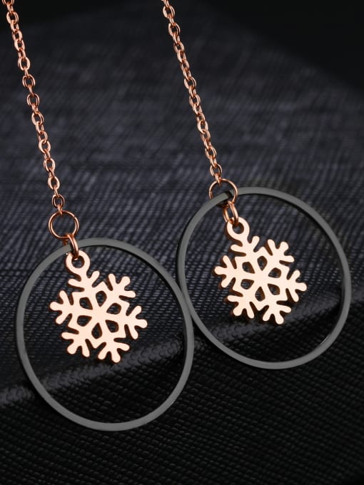 Open Sky Fashion Hollow Black Round Snowflake Drop Earrings 2