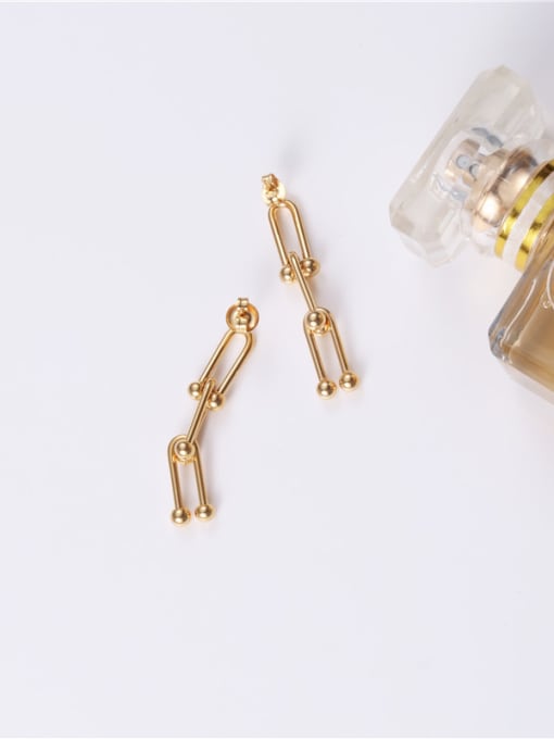 GROSE Titanium With Gold Plated Simplistic Charm Drop Earrings 3