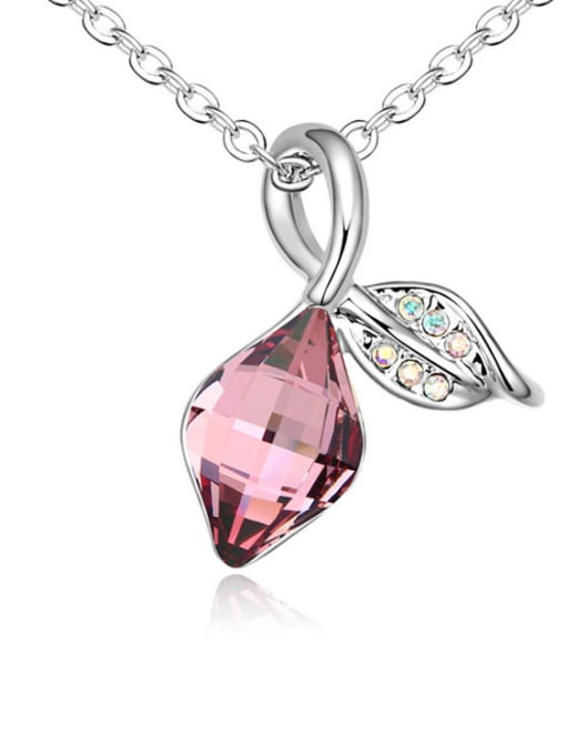 QIANZI Fashion Rhombus austrian Crystals Leaf Pendant Alloy Necklace 3