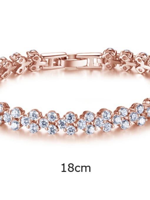 Rose Gold 18Cm A Fashionable copper inlaid AAA zircon Rome Bracelet