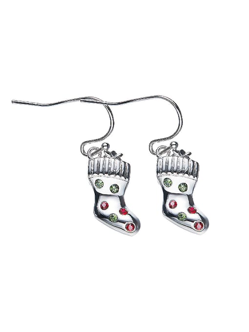 red Christmas Socks Shaped Crystal hook earring