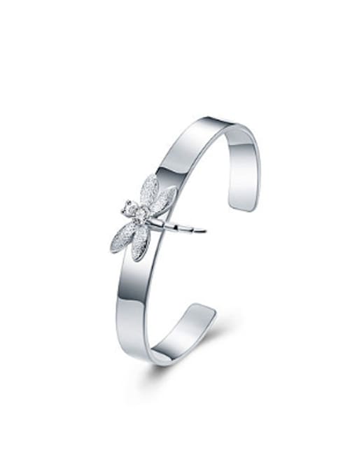 OUXI Simple Dragonfly Silver Plated Bangle 0