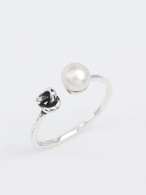 Peng Yuan Artificial Pearl Little Knot Opening Ring 2