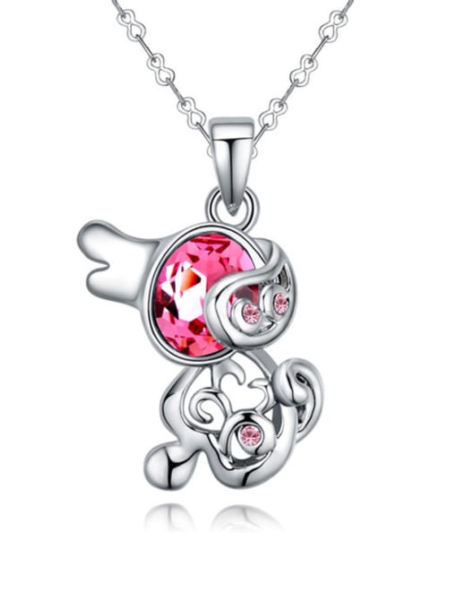 pink Personalized Little Dog Pendant austrian Crystal Alloy Necklace