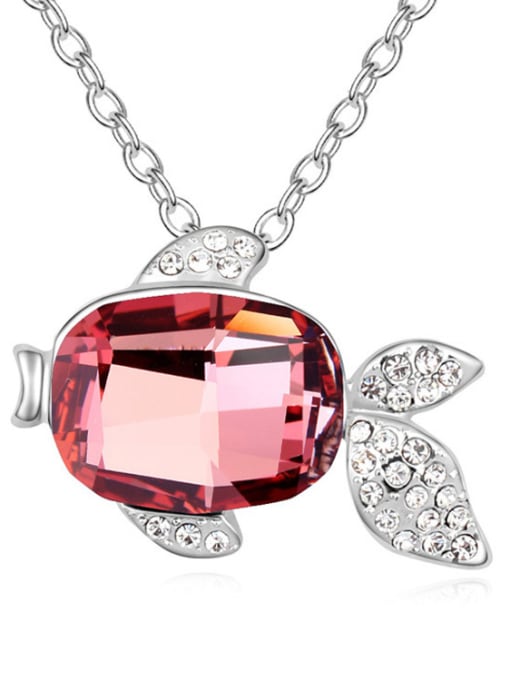 pink Fashion austrian Crystals Fish Pendant Alloy Necklace