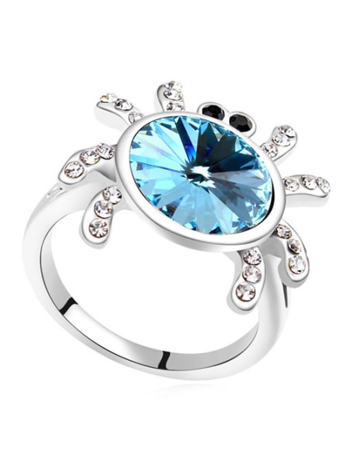 blue Personalized Cubic austrian Crystals Spider Alloy Ring