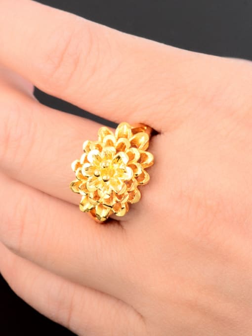 Yi Heng Da Luxury 24K Gold Plated Flower Shaped Copper Ring 2