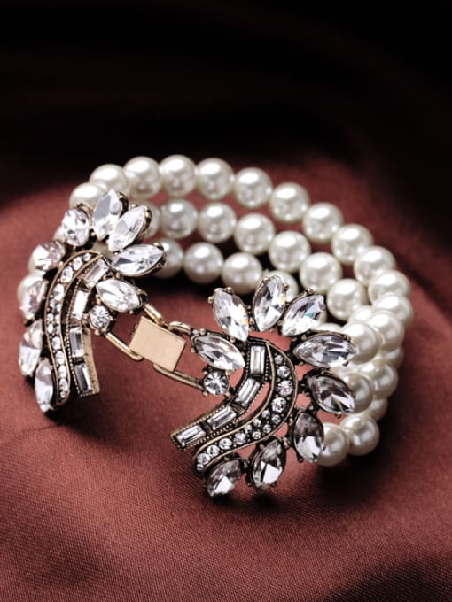 KM Graceful Multi-layer Artificial Pearl Alloy Bracelet 2