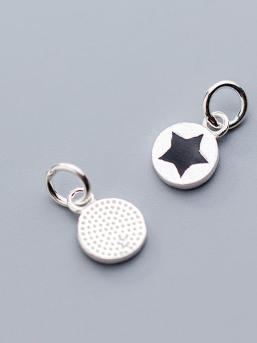 FAN 925 Sterling Silver With Platinum Plated Simplistic Star Charms 1