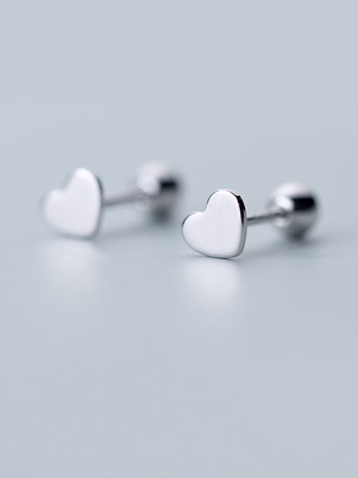 Rosh Sterling silver minimalist mini peach heart Beads stud earrings 0