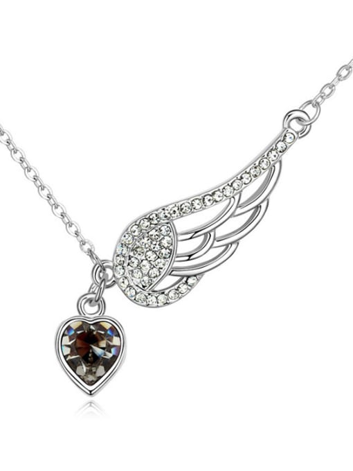 Black Fashion Angel Wing Heart austrian Crystals Alloy Necklace