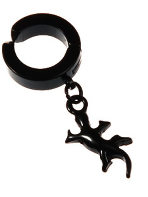 Section 6 Black Gecko Stainless Steel With Gun Plated Punk Cross animal Clip On Earrings
