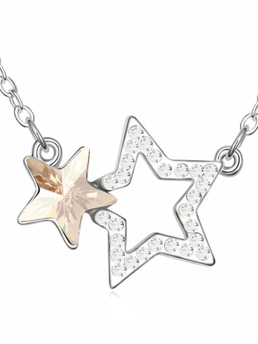 yellow Fashion austrian Crystals Double Stars Alloy Necklace