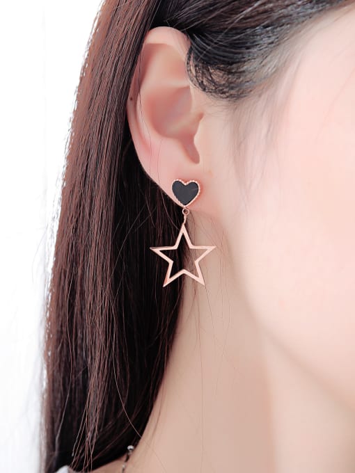 Open Sky Stainless Steel With Rose Gold Plated Classic Star With heart Earrings 1